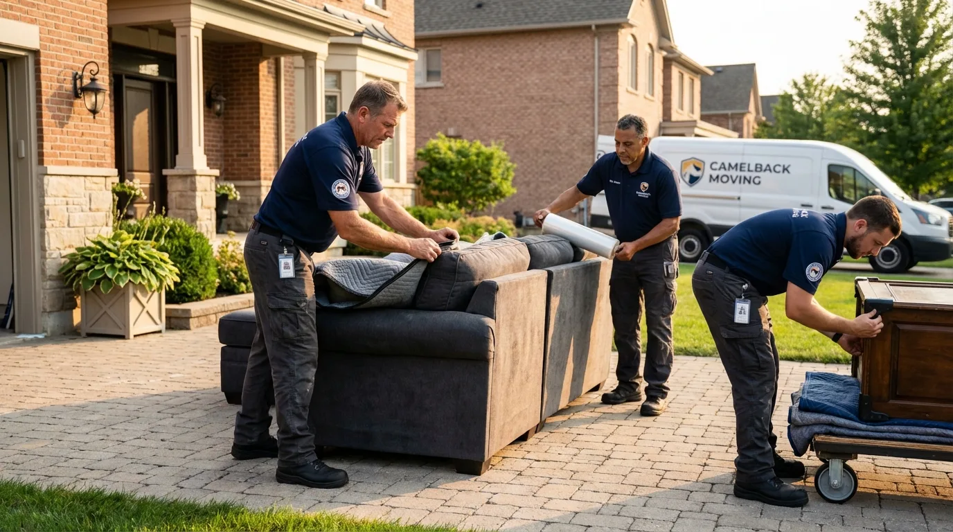 Large estate moving crew wrapping furniture in Carbondale, CO